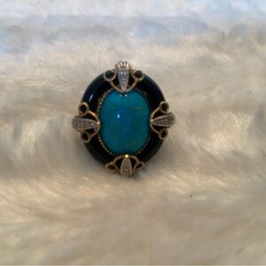 Exquisite Turquoise and Gold Women's Ring
